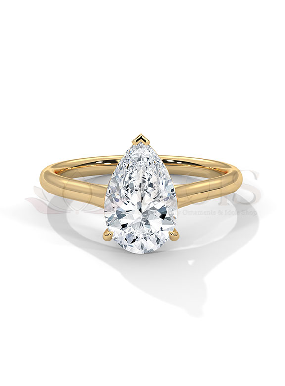 Elegant Pear Shape Solitaire Plain Band Diamond Engagement Ring